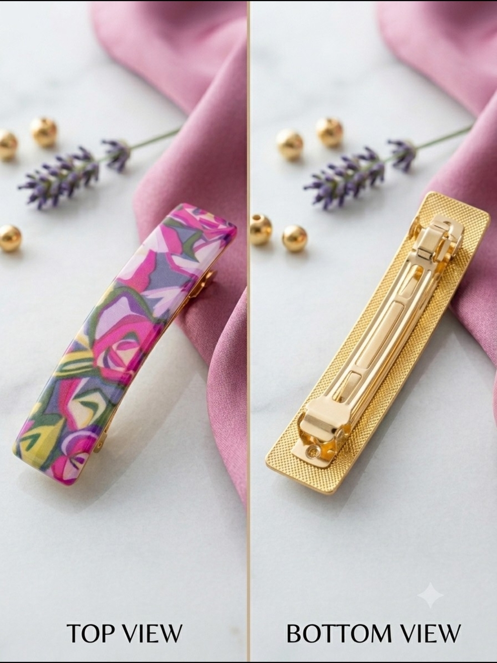 Missoni For Target Floral Pink Resin Rectangular Hair Clip - Women Accessories